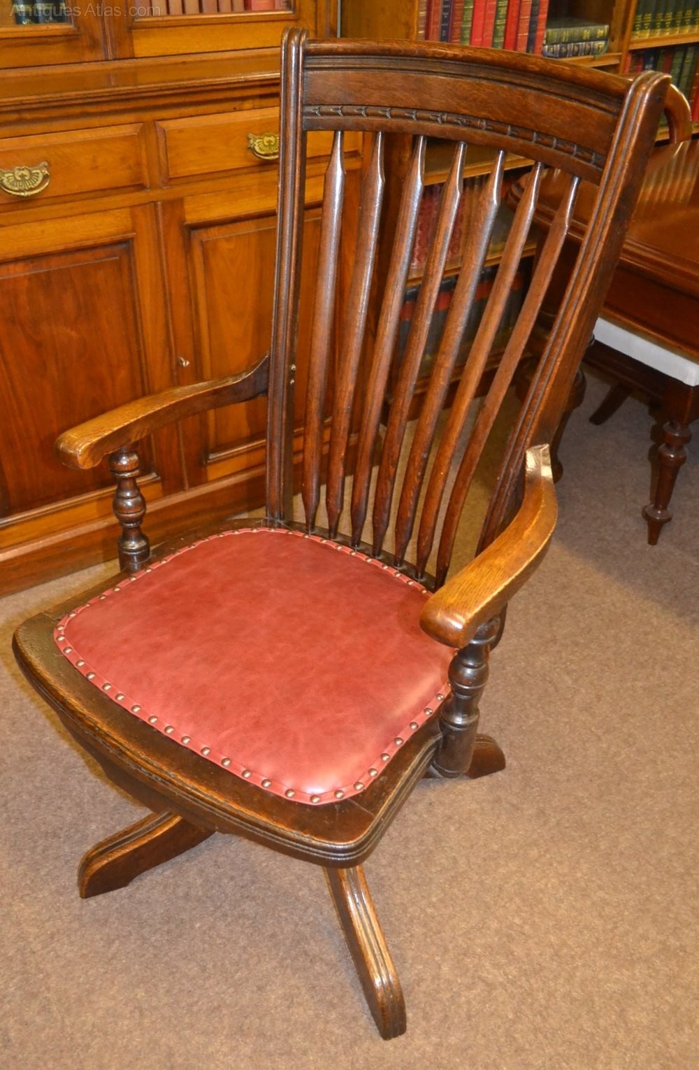 Oak swivel desk chair c1900 antiques atlas