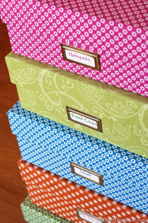 One yard decor fabric covered boxes in my own style