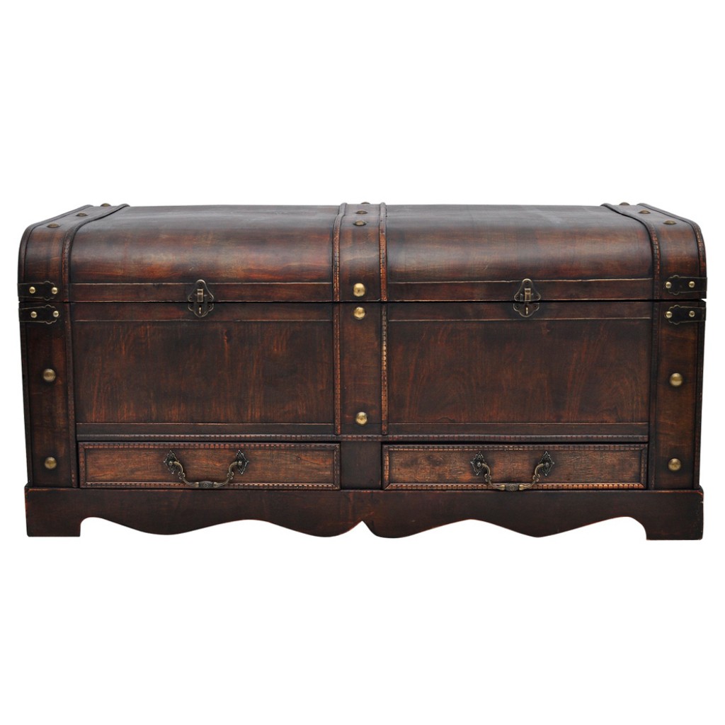 Onlinegymshop vintage large wooden treasure chest coffee