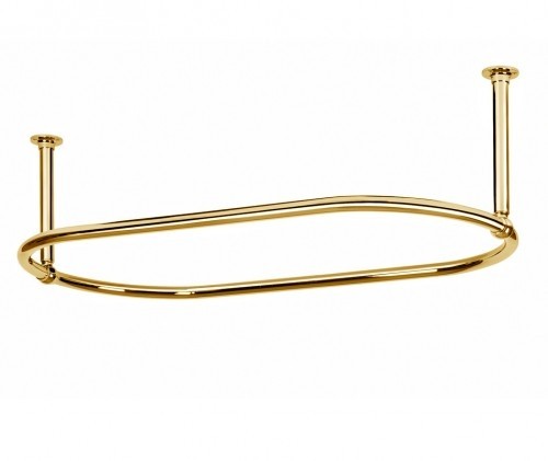 Oval shower curtain rail end ceiling fixing in polished brass