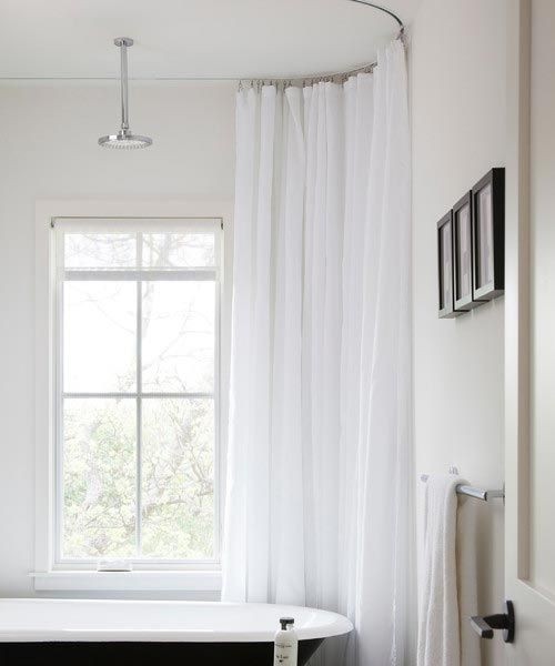 Using a Ceiling Curtain Track to Hang a Shower Curtain