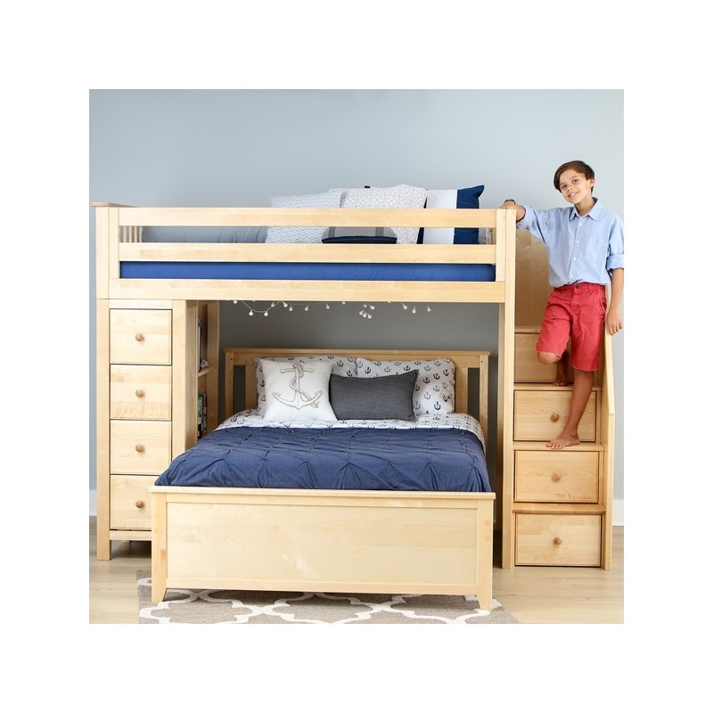 Oxford 1 natural loft bunk bed stairs storage
