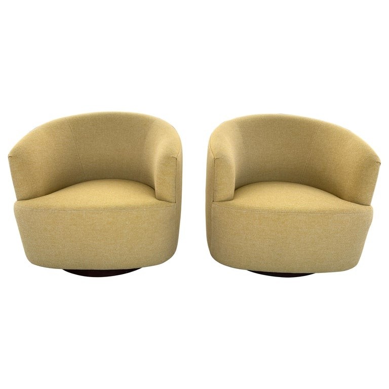 Pair of vintage swivel barrel chairs for sale at 1stdibs