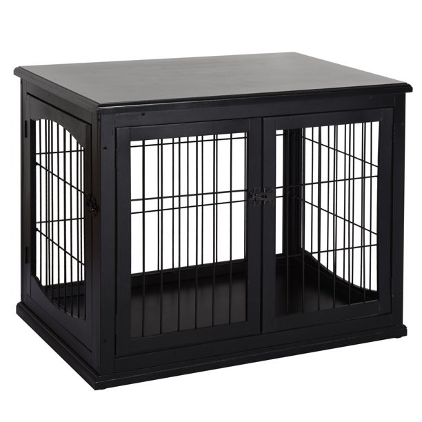 Pawhut 26 wooden decorative dog cage pet crate kennel