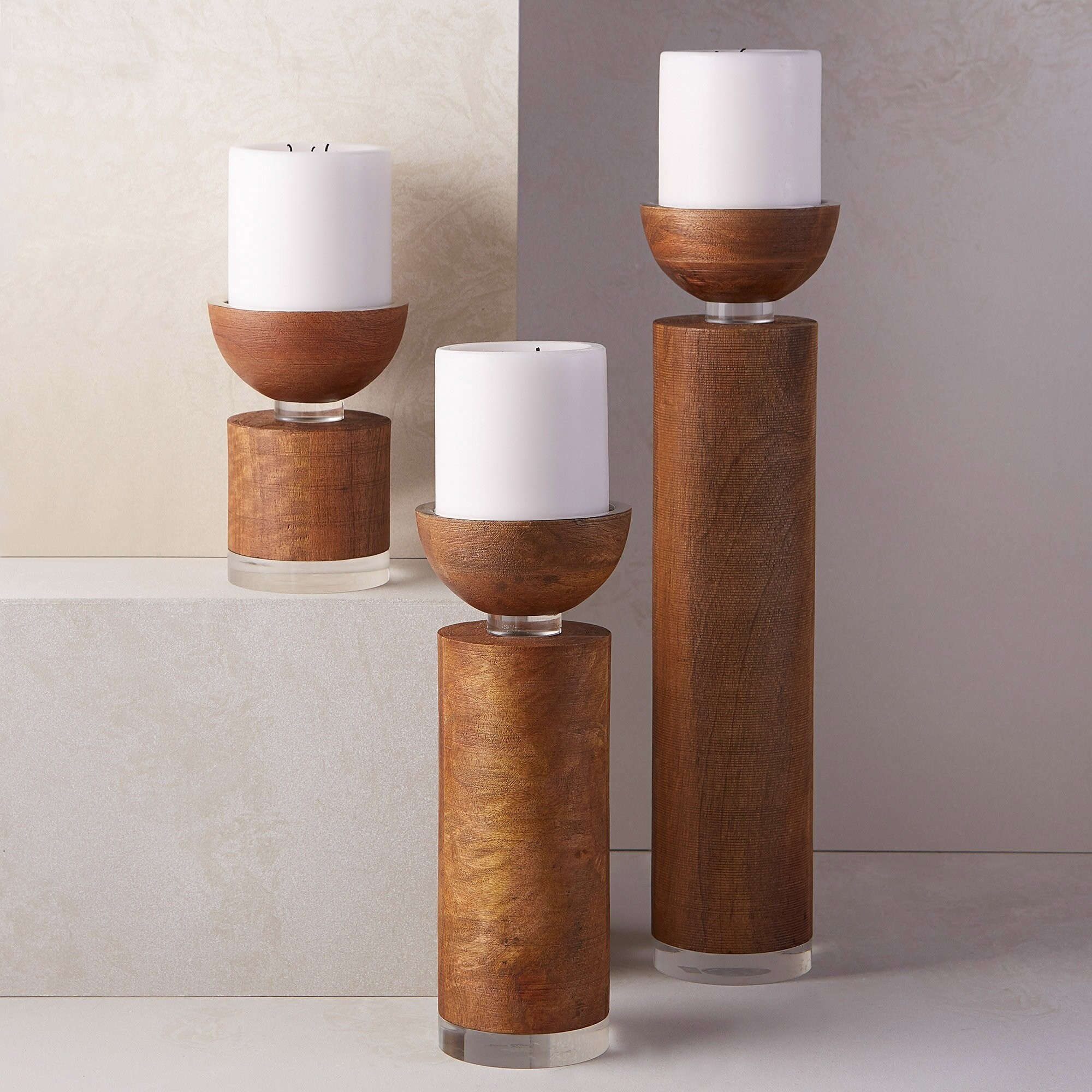 Pillar wood candle holder reviews allmodern