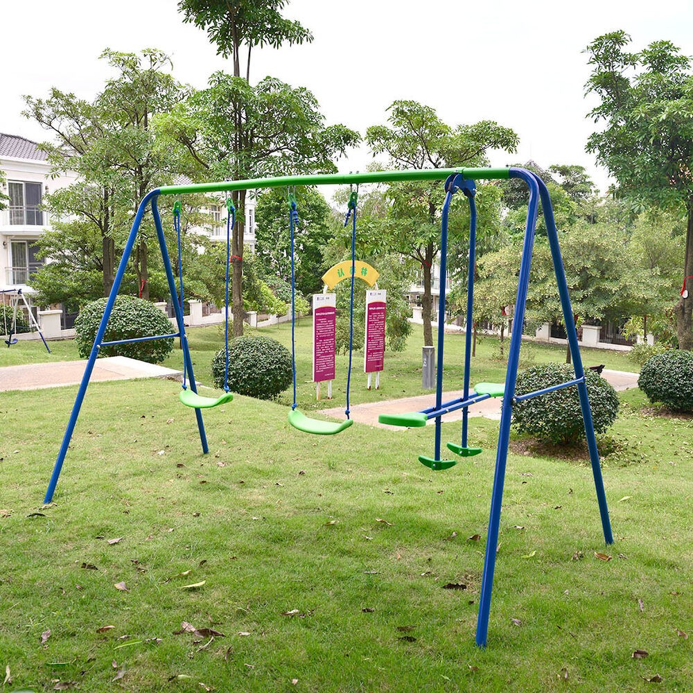 Playground metal swing set swingset play outdoor children
