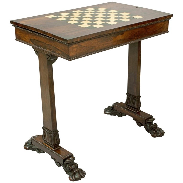 Rosewood games table for chess droughts and backgammon