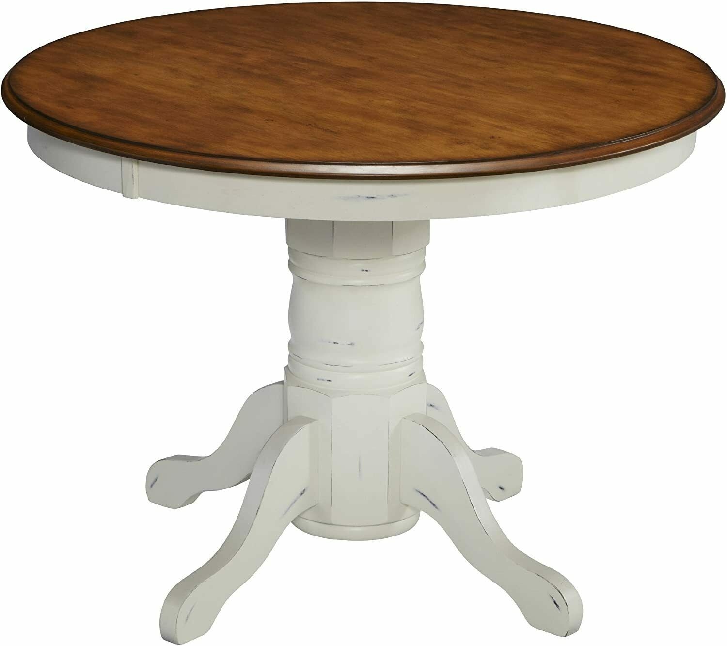 Round dining table distressed white french country cottage 2