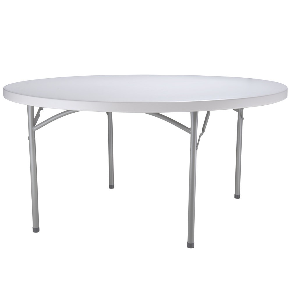 Round folding table 60 heavy duty plastic white granite 2