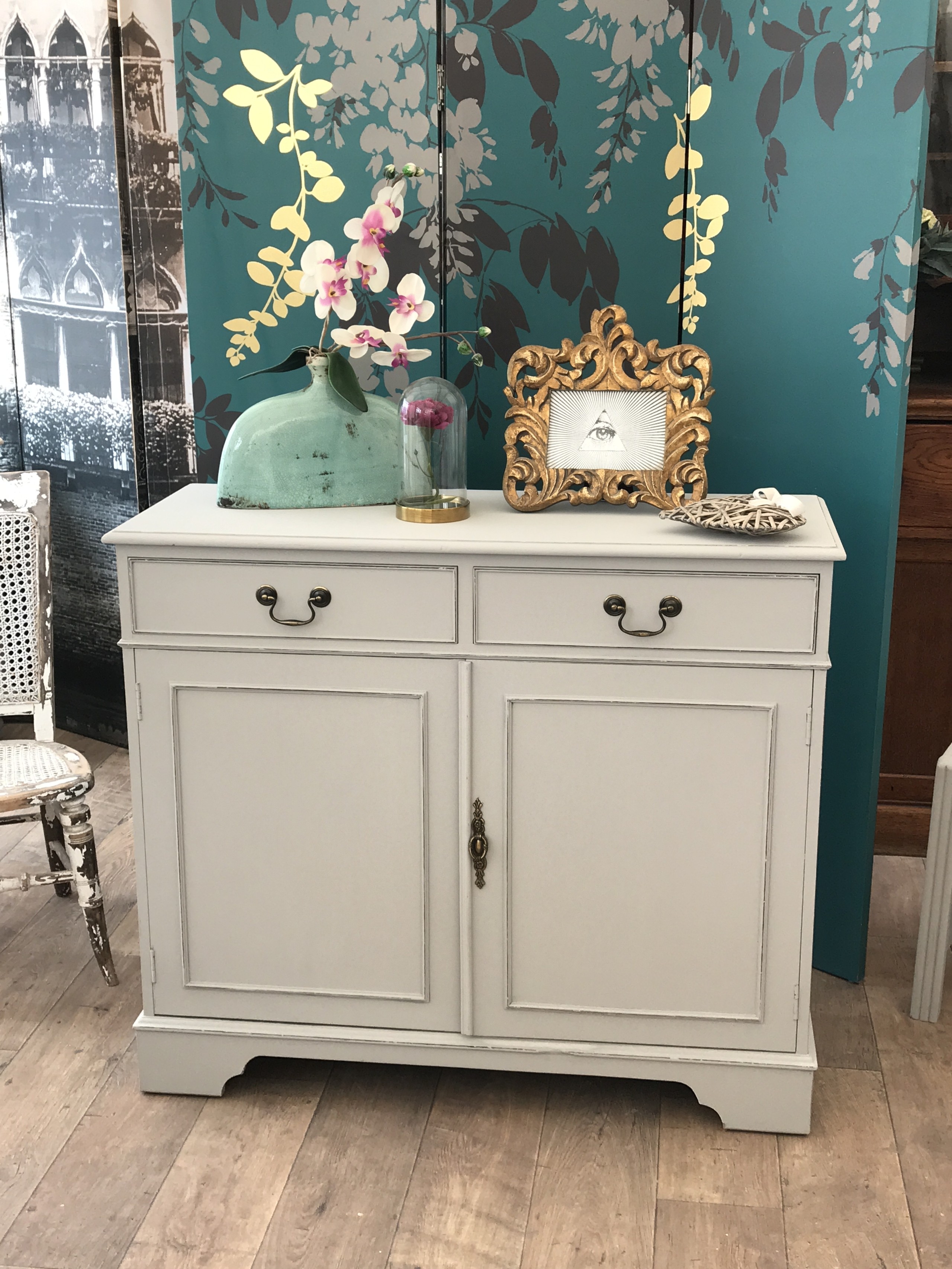 Shabby chic cabinet with two drawers eclectivo london