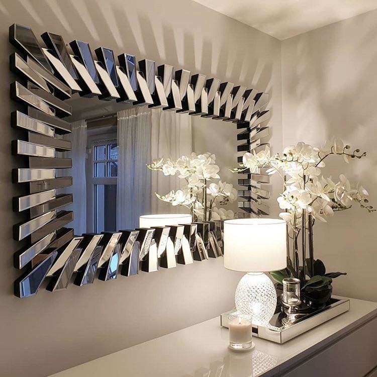 Silver rectangular contemporary modern mirror 48 x 32 1