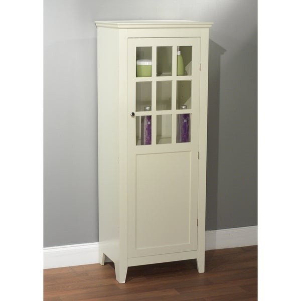 Simple living antique white tall bathroom linen cabinet