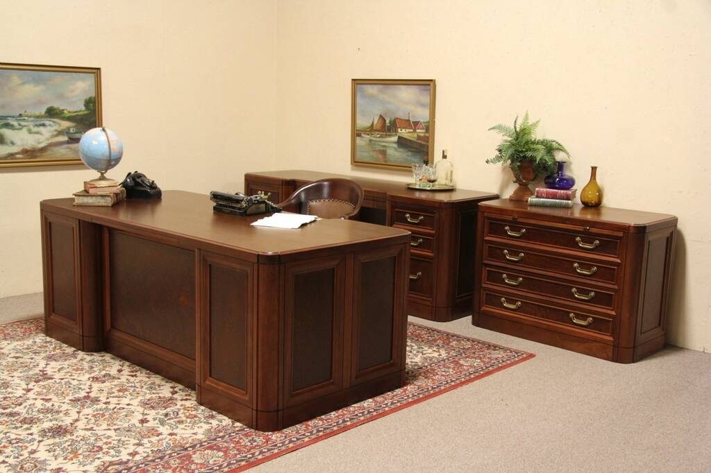 Sold alex stuart vintage mahogany executive 3 pc desk
