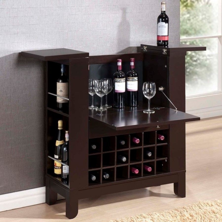 Sophisticated small bar cabinet with utilitarian table
