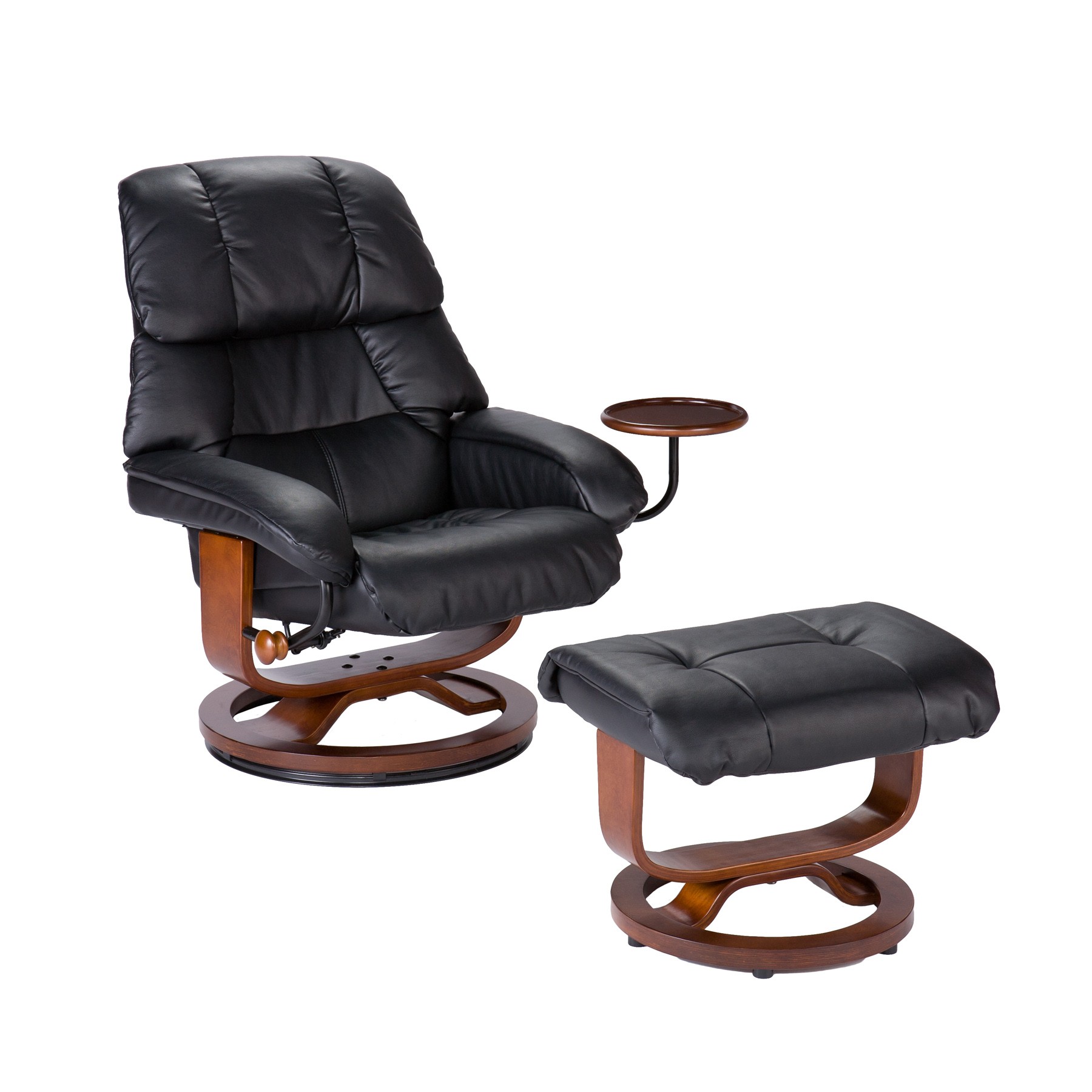 Southern enterprises modern leather recliner and ottoman 3