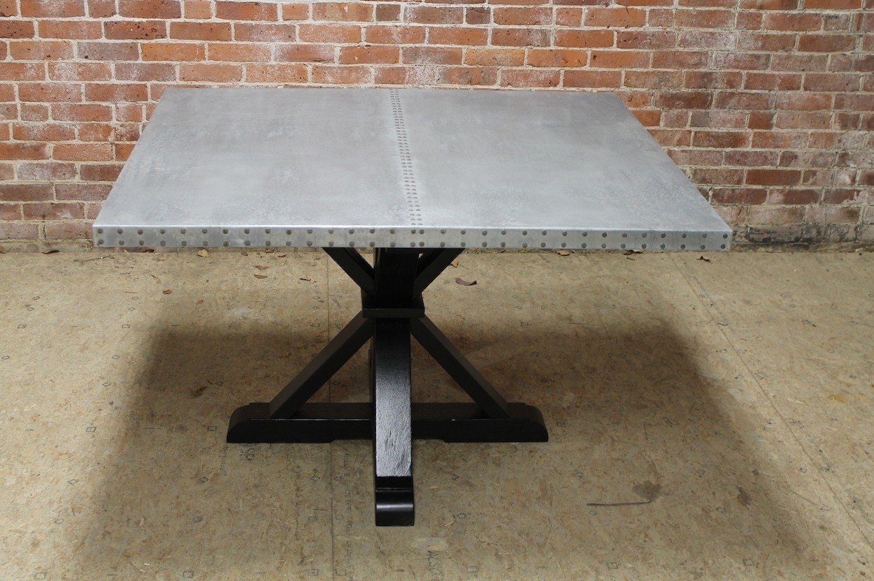 Square zinc pedestal table ecustomfinishes