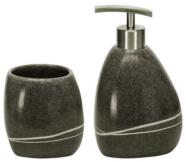 Stone polyresin modern bathroom accessories set of 2 1