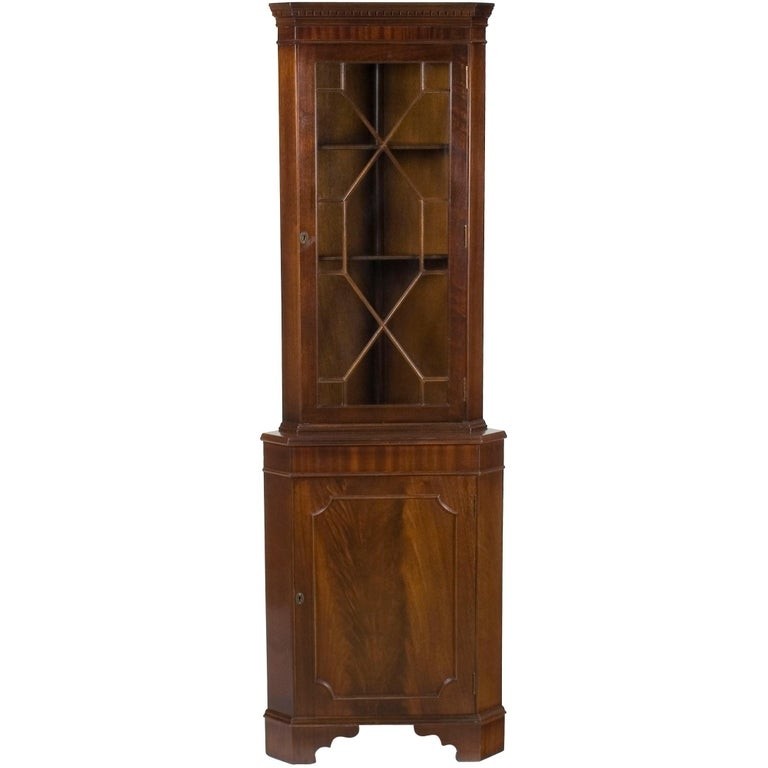 Tall narrow mahogany corner cabinet cupboard hutch for 1