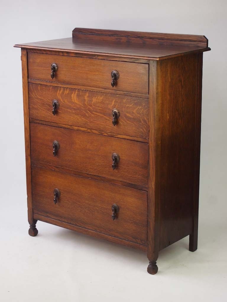 Tall vintage oak chest of drawers
