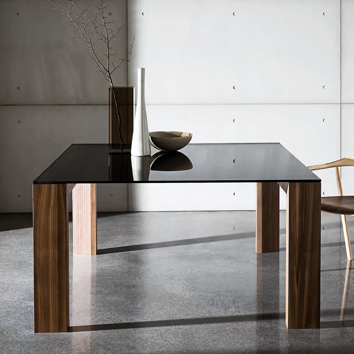Toronto wood and glass top table klarity glass furniture