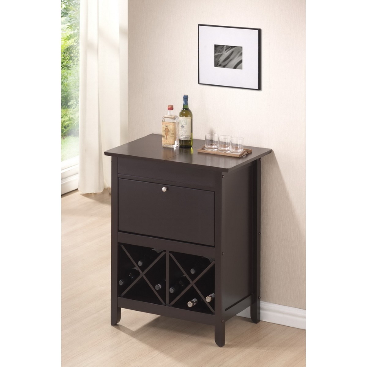 Tuscany brown modern dry bar and wine cabinet see white