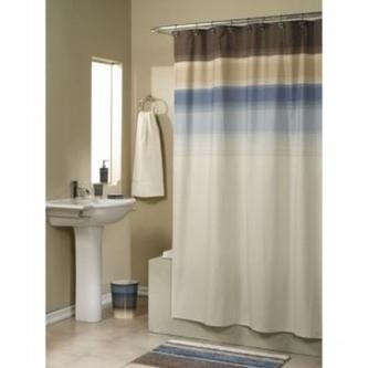 Ty pennington style stripe fabric shower curtain beige