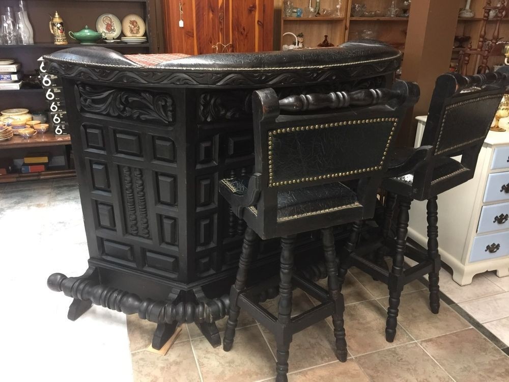 Vintage 1960s spanish gothic revival carved wood home rec
