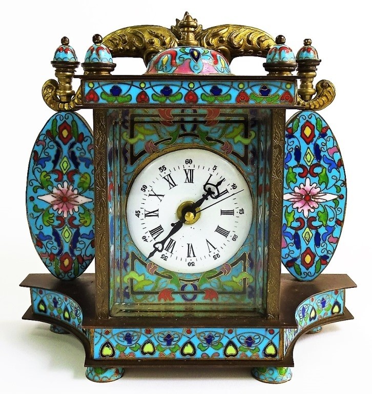Vintage cloisonne decorative mantel clock