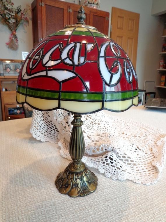 Vintage coca cola lamp faux tiffany glass