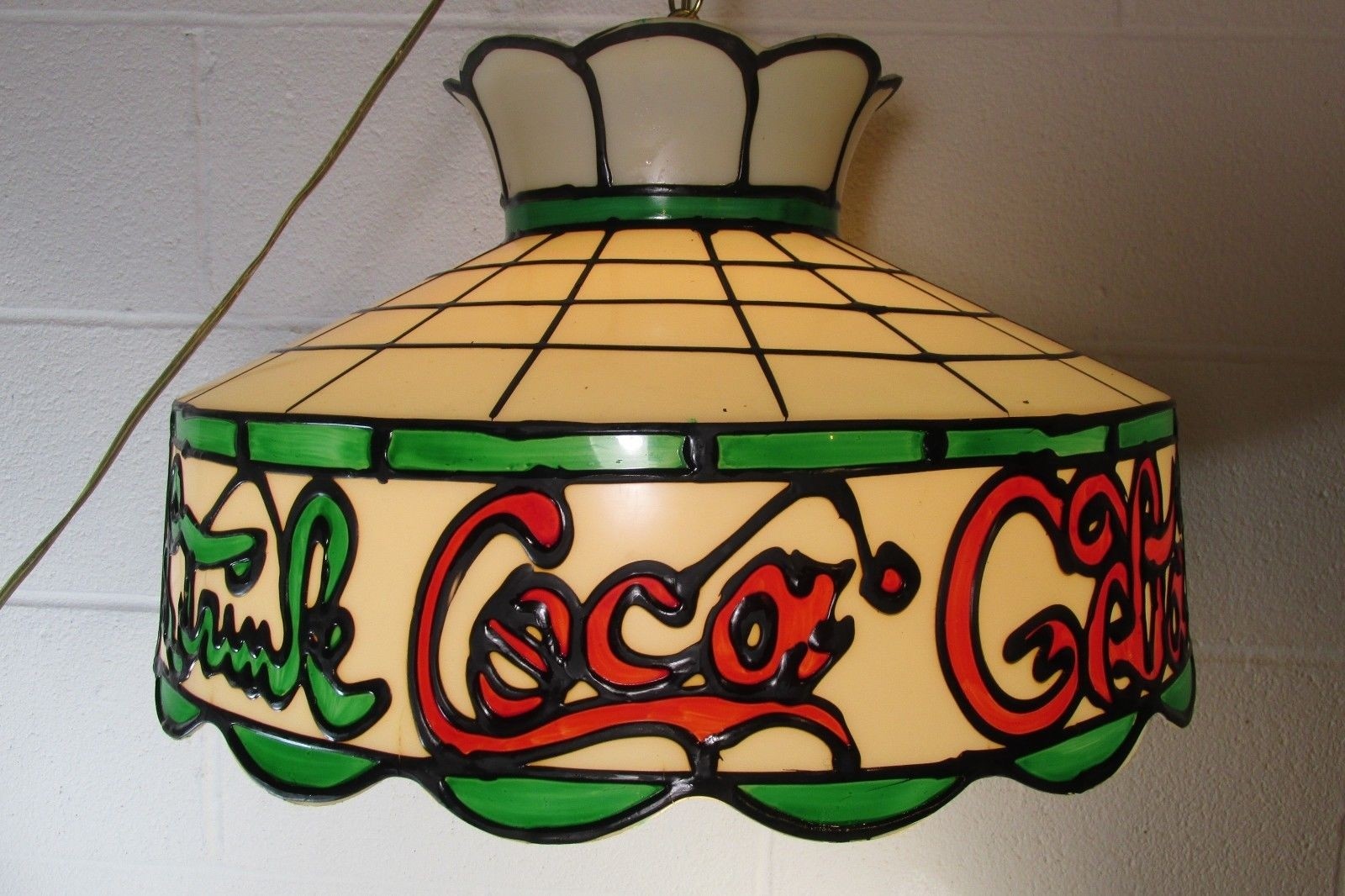 Vintage coca cola plastic tiffany style tulip hanging lamp
