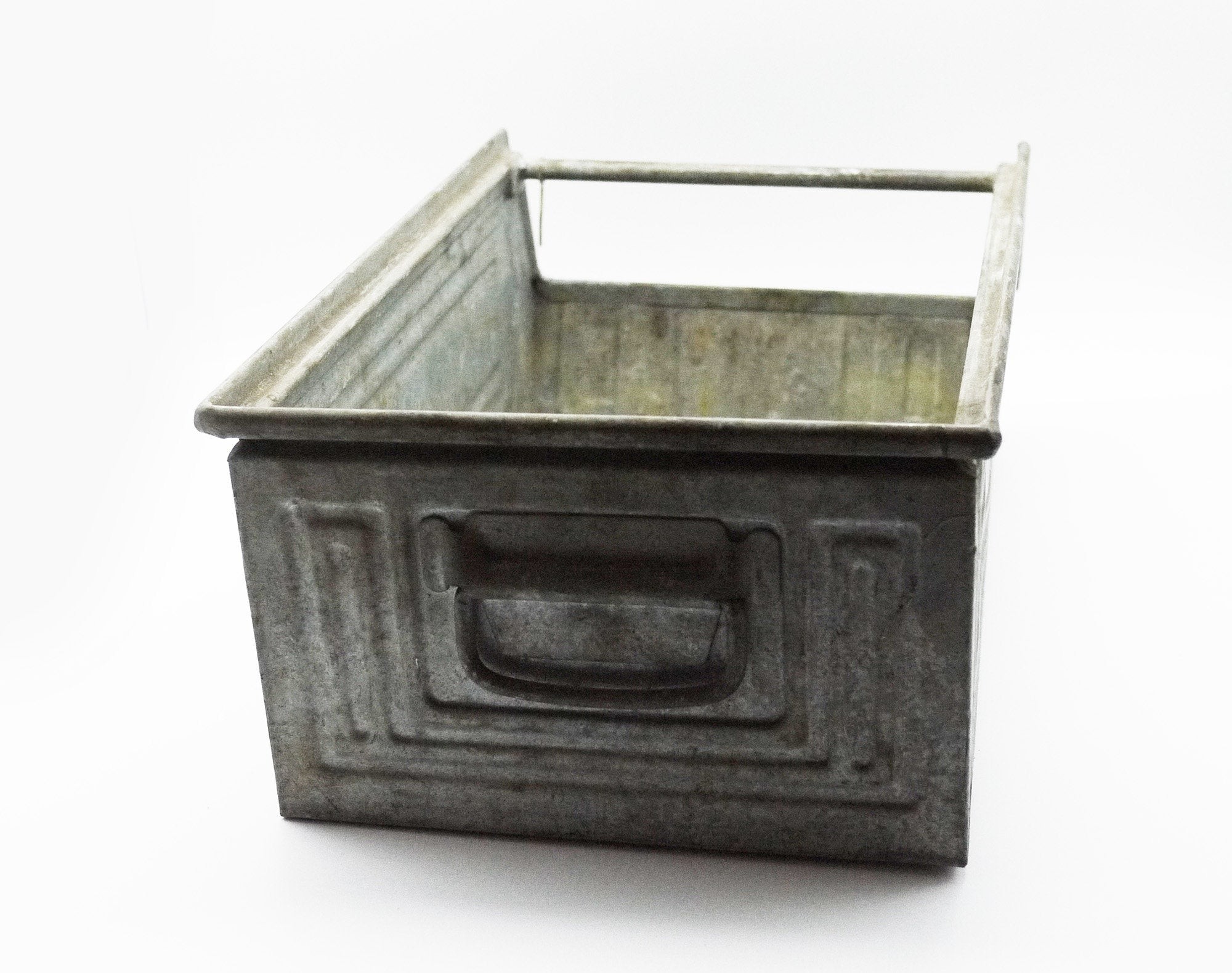 Vintage french zinc storage bin galvanized metal large 1
