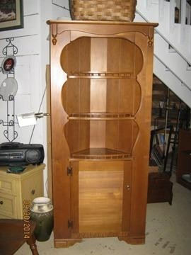 Vintage tall solid maple corner hutch for sale in