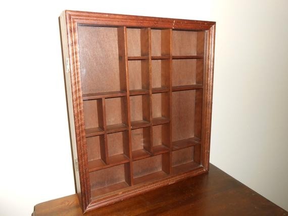 Vintage wall curio cabinet or display case by lindastaytonshop