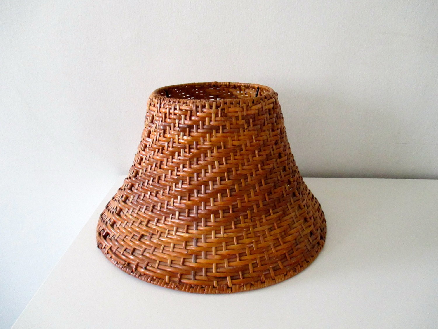 Vintage wicker lamp shade brown wicker shade by