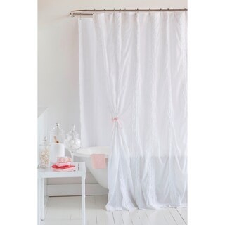 Vision exchange checkered sheer white shower curtain