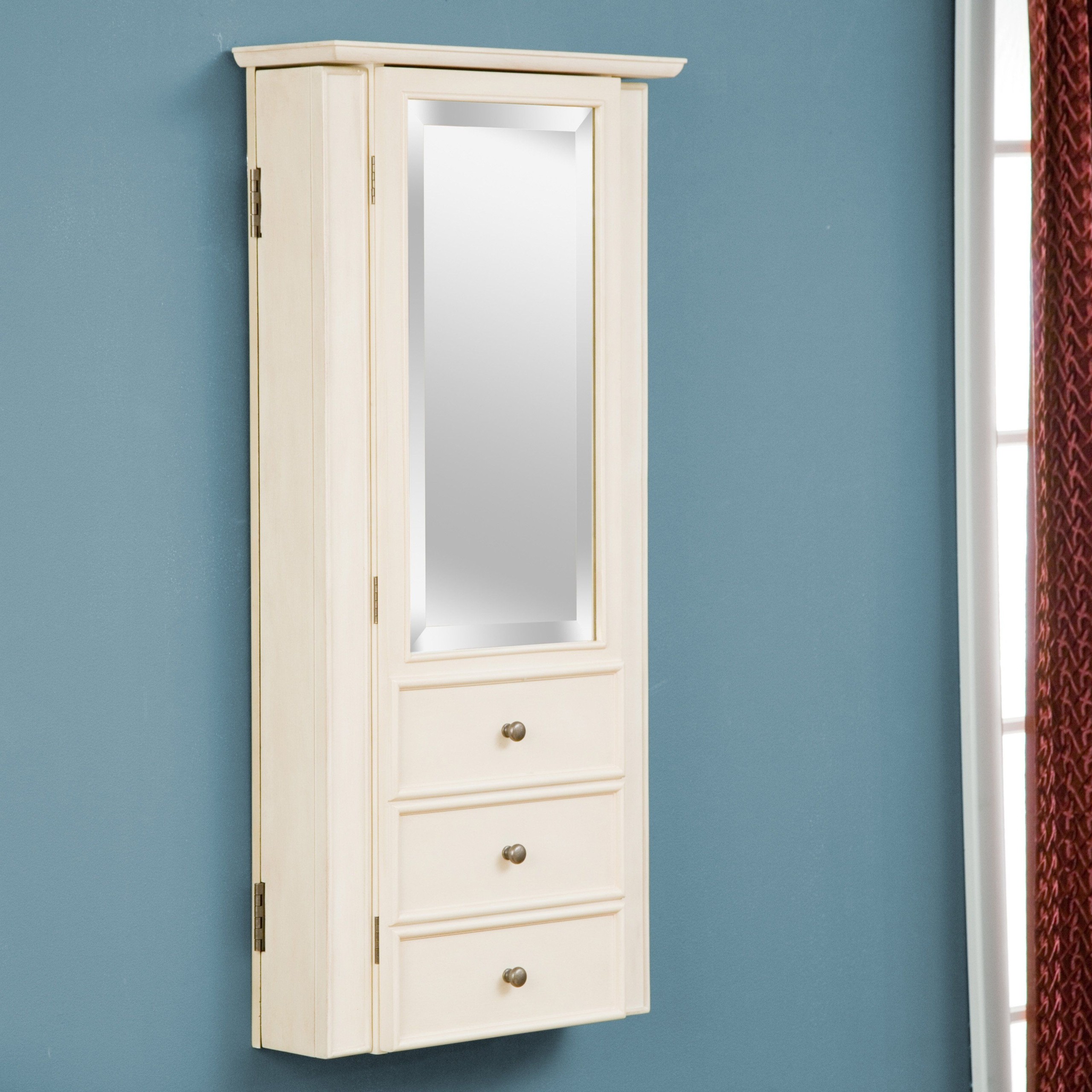 Wall mount jewelry armoire mirror white jewelry armoire