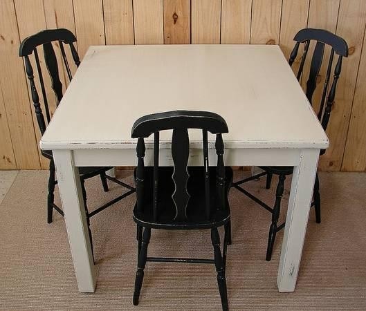 White painted shabby distressed dining table for sale in