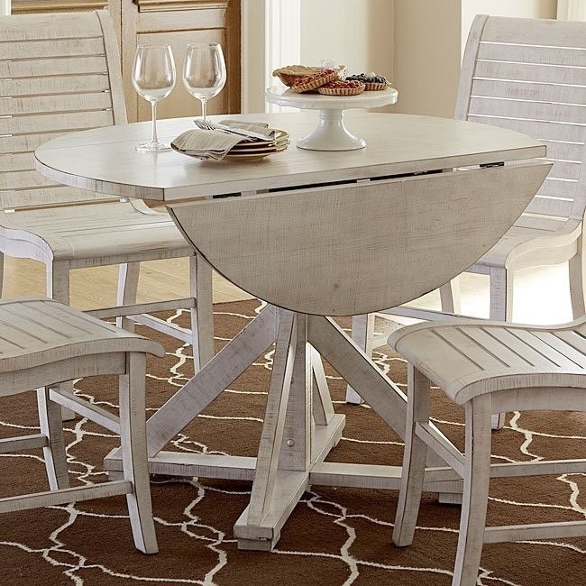 Willow round dining table distressed white progressive