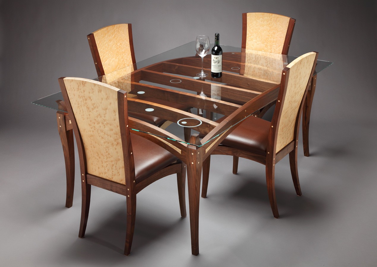 Wooden dining table designs with glass top 13554 3