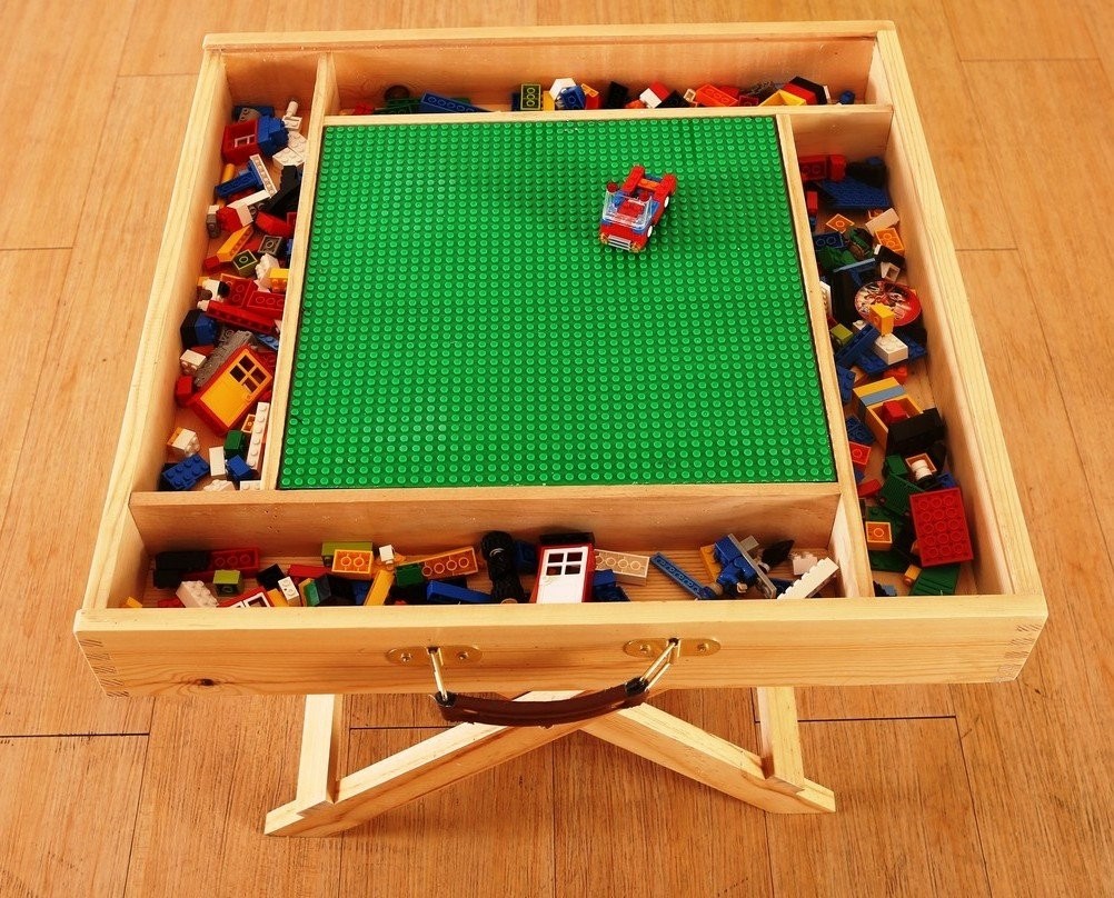 Wooden lego compatible play table for lego yenny shop