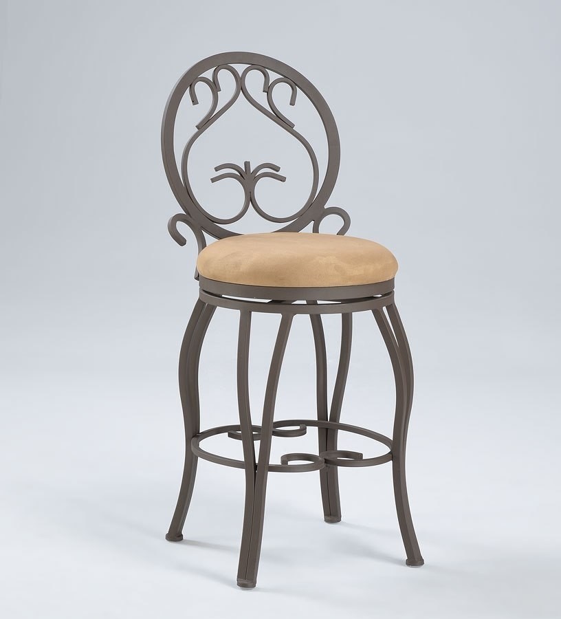 Wrought iron counter height dinette w round back stools 1