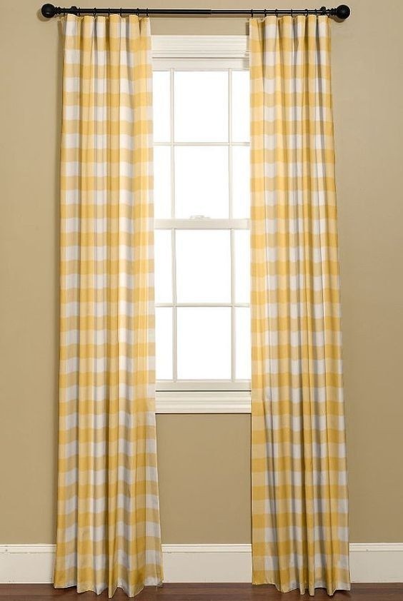 Yellow and white buffalo check curtains 2 by