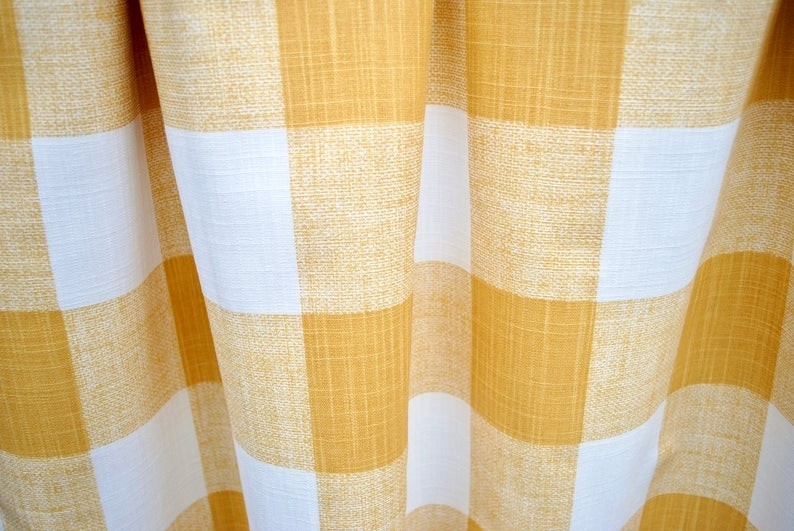 Yellow checkered curtains yellow curtain 2 curtain panels