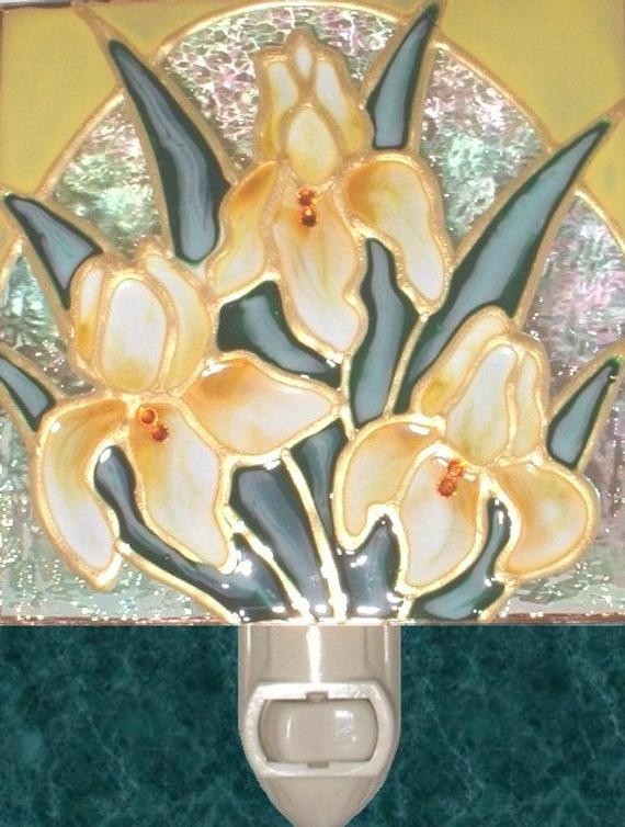 Yellow iris flower night light art unique decorative night