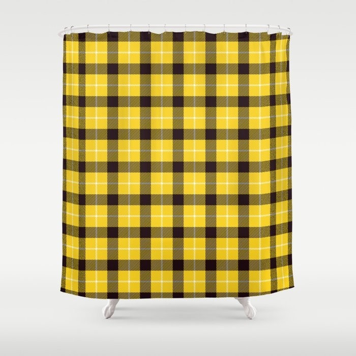 Yellow plaid tartan shower curtain by nlmiller07art society6