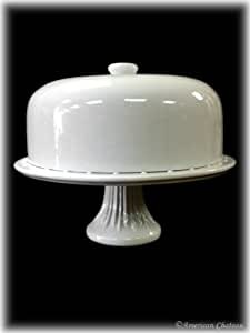 12 white porcelain domed cake stand plate