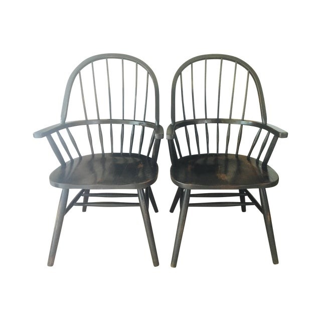 1960s black windsor chairs pair chairish