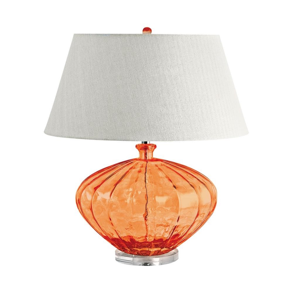 25 in orange recycled fluted glass urn table lamp tn