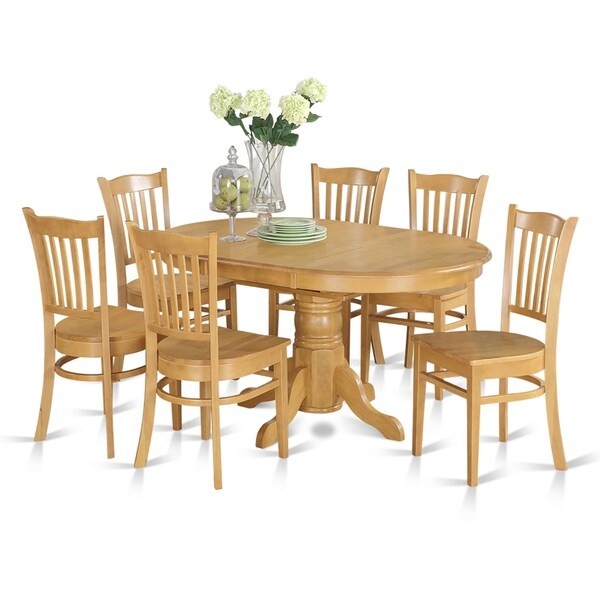 7 piece formal oval dinette table with leaf and 6
