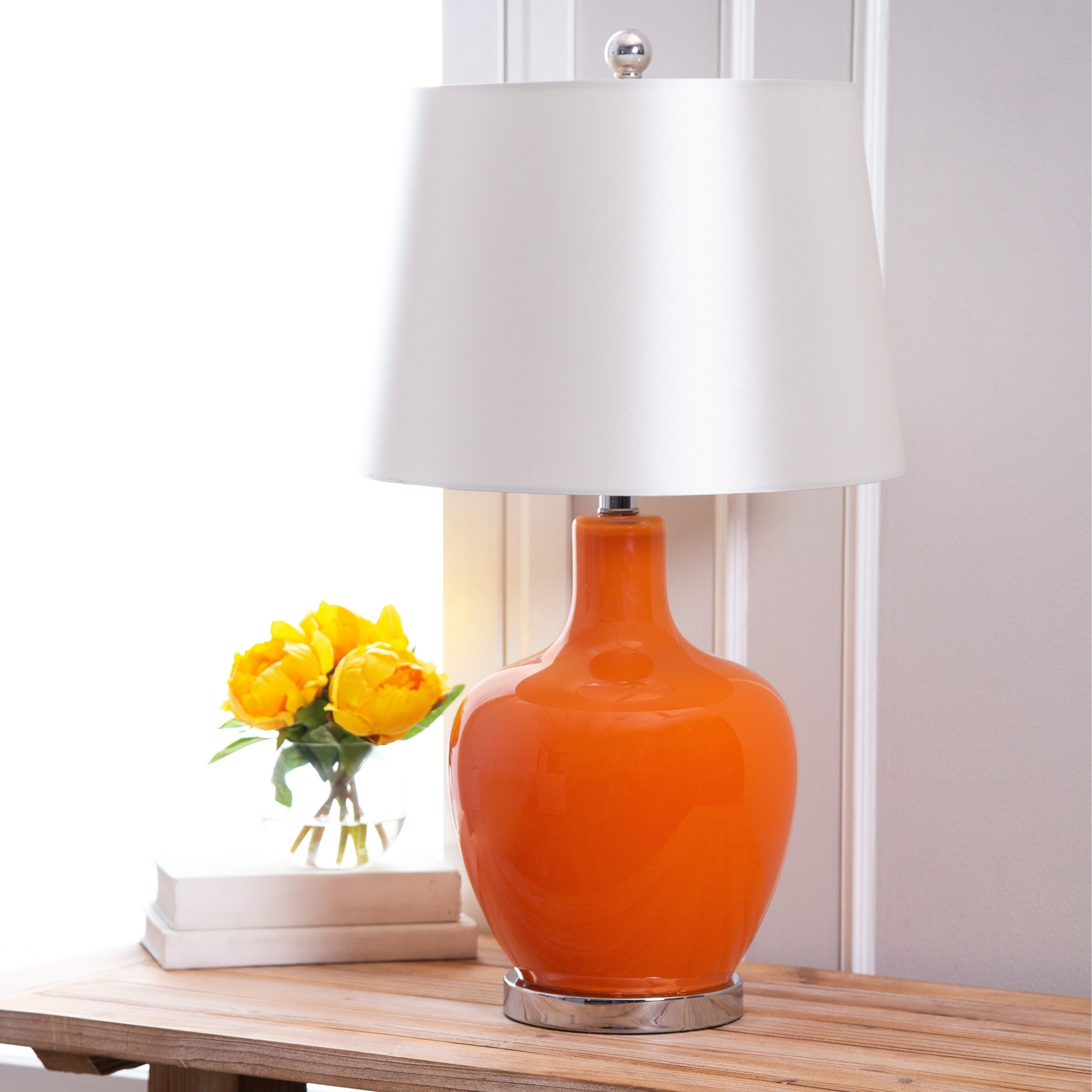 Abbyson faremont orange glass 24 inch table lamp orange ebay